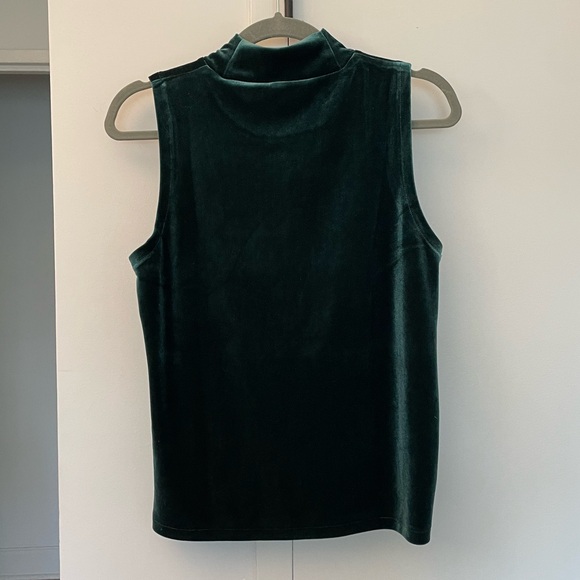J. Crew Hunter Green Velvet Mockneck Top - Picture 2 of 8